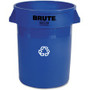 Rubbermaid Commercial Brute 32-Gallon Vented Recycling Containers - 32 gal Capacity - Round - Handle, Peel Resistant, Reinforced, UV Coated, Damage Resistant, Warp Resistant, Heavy Duty - 27.3" Height x 21.9" Diameter - Plastic, Stainless Steel Product Image 