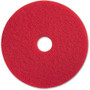 Genuine Joe Red Buffing Floor Pad - 19" Diameter x 1" Thickness - Buffing, Scrubbing, Floor - 175 rpm to 350 rpm Speed Supported - Flexible, Resilient, Rotate, Dirt Remover - Fiber Product Image 