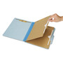 AbilityOne 7530016006984, SKILCRAFT Pocket Classification Folder, 2" Expansion, 2 Dividers, 6 Fasteners, Letter Size, Light Blue, 10/Box Product Image 