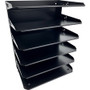 Huron Horizontal Slots Desk Organizer - 6 Compartment(s) - Horizontal - 15" Height x 8.75" Width x 12" Depth - Durable, Label Holder - Black Product Image 
