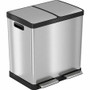 HLS Commercial 16-Gallon Combination Recycle Trash Can - Multi-compartment - 16 gal Capacity - Fingerprint Proof, Smudge Resistant, Handle, Recyclable, Durable, Removable Inner Bin, Lid Locked - 28.3" Height x 21.6" Width - Stainless Steel Product Image 