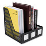 Advantus 3-compartment Magazine/Literature File - 3 Compartment(s) - Desktop - Durable, Lightweight, Labeling Area - Black - Plastic Product Image 