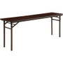 Lorell Economy Folding Banquet Table - Mahogany Rectangle Top - 500 lb Capacity - 72" Table Top Width x 18" Table Top Depth x 0.62" Table Top Thickness - 29" Height - Presentation, Food Product Image 