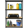 Lorell Narrow Riveted Shelving - 4 Shelf(ves) - 48" Height x 30" Width x 12" Depth - 28% Recycled - Black - Steel Product Image 