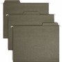 Smead FasTab 1/3 Tab Cut Letter Recycled Hanging Folder - 8 1/2" x 11" - Top Tab Location - Assorted Tab Position - 11 pt. - Standard Green Product Image 