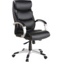 Lorell Executive High-back Chair with Flexing Arms - Powder Coated Frame Color - 5-star Base - Black, Silver - Bonded Leather Product Image 