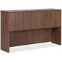 Lorell Essentials Series Stack-on Hutch with Doors - 36" Height x 59" Width x 14.8" Depth Hutch - 3 Door(s) - Material: Wood - Finish: Laminate, Walnut - Grommet, Cord Management, Durable Product Image 