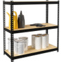 Lorell Narrow Riveted Shelving - 3 Shelf(ves) - 30" Height x 30" Width x 12" Depth - 28% Recycled - Black - Steel Product Image 