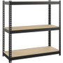 Lorell Narrow Riveted Shelving - 3 Shelf(ves) - 30" Height x 30" Width x 12" Depth - 28% Recycled - Black - Steel Product Image 