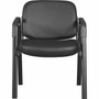 Lorell Deluxe Leather 4-Leg Guest Chair - Leather, Plywood Seat Material - Leather, Plywood Back Material - Powder Coated Frame Color - Metal Frame Material - Four-legged Base - (LLR84594) Product Image 