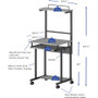 NuSparc Mobile Computer Workstation w/Keybrd Tray - Weathered Charcoal Laminate, Black Top - 110 lb Capacity - 23.60" Table Top Width x 20.60" Table Top Depth - 53.50" Height - Assembly Required Product Image 