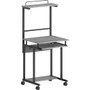 NuSparc Mobile Computer Workstation w/Keybrd Tray - Weathered Charcoal Laminate, Black Top - 110 lb Capacity - 23.60" Table Top Width x 20.60" Table Top Depth - 53.50" Height - Assembly Required Product Image 