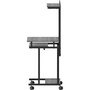 NuSparc Mobile Computer Workstation w/Keybrd Tray - Weathered Charcoal Laminate, Black Top - 110 lb Capacity - 23.60" Table Top Width x 20.60" Table Top Depth - 53.50" Height - Assembly Required Product Image 
