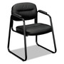 HON HVL653 SofThread Bonded Leather Guest Chair, 22.25" x 23" x 32", Black Seat, Black Back, Black Base Product Image 