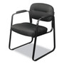 HON HVL653 SofThread Bonded Leather Guest Chair, 22.25" x 23" x 32", Black Seat, Black Back, Black Base Product Image 