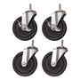 Alera Optional Casters for Wire Shelving, Grip Ring Type K Stem, 4" Wheel, Black/Silver, 4/Set (2 Locking) Product Image 