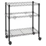 Alera Two-Tier File Cart for Front-to-Back + Side-to-Side Filing, Metal, 1 Shelf, 3 Bins, 26" x 14" x 29.5", Black Product Image 