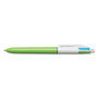 BIC 4-Color Multi-Color Ballpoint Pen, Retractable, Medium 1 mm, Lime/Pink/Purple/Turquoise Ink, Assorted Barrel Colors, 2/Pack Product Image 