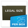 Pendaflex Extra Capacity Reinforced Hanging File Folders with Box Bottom, 3" Capacity, Legal Size, 1/5-Cut Tabs, Green, 25/Box Product Image 
