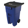 Rubbermaid Commercial Square Brute Rollout Container, 50 gal, Molded Plastic, Blue Product Image 