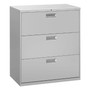 HON Brigade 600 Series Lateral File, 3 Legal/Letter-Size File Drawers, Light Gray, 36" x 18" x 39.13" View Product Image