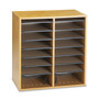 Safco Wood/Laminate Literature/CD Sorter, 16 Compartments, 19.5 x 11.75 x 21, Medium Oak Product Image 