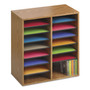 Safco Wood/Laminate Literature/CD Sorter, 16 Compartments, 19.5 x 11.75 x 21, Medium Oak Product Image 