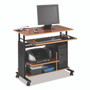 Safco Muv 28" Adjustable-Height Mini-Tower Computer Desk, 35.5" x 22" x 29" to 34", Cherry/Black Product Image 