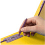 Smead End Tab Pressboard Classification Folders, Six SafeSHIELD Fasteners, 2" Expansion, 2 Dividers, Legal Size, Yellow, 10/Box Product Image 