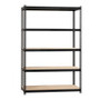 Lorell Iron Horse 2300 lb Capacity Riveted Shelving - 5 Shelf(ves) - 72" Height x 48" Width x 24" Depth - 30% Recycled - Black - Steel, Particleboard Product Image 
