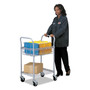 Safco Dual-Purpose Wire Mail and Filing Cart, Metal, 1 Shelf, 1 Bin, 26.75" x 18.75" x 38.5", Metallic Gray Product Image 