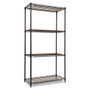 Alera NSF Certified Industrial Four-Shelf Wire Shelving Kit, 36w x 18d x 72h, Black Product Image 
