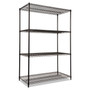 Alera NSF Certified Industrial Four-Shelf Wire Shelving Kit, 48w x 24d x 72h, Black Product Image 
