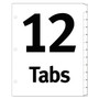 Office Essentials Table 'n Tabs Dividers, 12-Tab, 1 to 12, 11 x 8.5, White, White Tabs, 1 Set (AVE11672) Product Image 