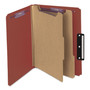 Smead Pressboard Classification Folders, Six SafeSHIELD Fasteners, 1/3-Cut Tabs, 2 Dividers, Letter Size, Red, 10/Box Product Image 