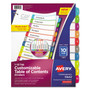 Avery Customizable TOC Ready Index Multicolor Tab Dividers, 10-Tab, 1 to 10, 11 x 8.5, White, Contemporary Color Tabs, 1 Set Product Image 