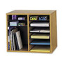 Safco Adjustable 12-Slot Wood Literature Organizer - 12 Compartment(s) - 16" Height x 19.50" Width x 12" Depth - Desktop - Adjustable - Medium Oak - Wood - 1 Each - (SAF9420MO) Product Image 