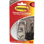 Command Adhesive Mount Metal Hook, Medium, Brushed Nickel Finish, 3 lb Capacity, 1 Hook and 2 Strips Product Image 