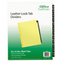 Office Essentials Preprinted Black Leather Tab Dividers, 12-Tab, Jan. to Dec., 11 x 8.5, Buff, 1 Set Product Image 
