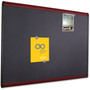 Quartet Prestige Plus Magnetic Fabric Bulletin Boards, 48" x 36", Gray Surface, Mahogany Finished Fiberboard/Plastic Frame Product Image 