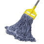 Rubbermaid Commercial Super Stitch Blend Mop Head, Cotton/Synthetic, Large, 1" Red Headband, Blue, 6/Carton Product Image 