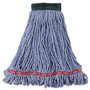 Rubbermaid Commercial Web Foot Wet Mop Head, Shrinkless, Cotton/Synthetic, Blue, Medium, 6/Carton Product Image 