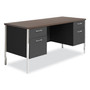 Alera Double Pedestal Steel Credenza, 60w x 24d x 29.5h, Mocha/Black Product Image 