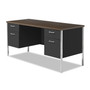 Alera Double Pedestal Steel Credenza, 60w x 24d x 29.5h, Mocha/Black Product Image 