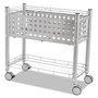 Vertiflex File Cart with Open Top, Metal, 1 Shelf, 2 Bins, 28.25" x 13.75" x 27.38", Matte Gray Product Image 