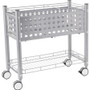 Vertiflex File Cart with Open Top, Metal, 1 Shelf, 2 Bins, 28.25" x 13.75" x 27.38", Matte Gray Product Image 