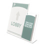 deflecto Superior Image Slanted Sign Holder with Side Pocket, 13.5w x 4.25d x 10.88h, Clear Product Image 