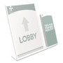 deflecto Superior Image Slanted Sign Holder with Side Pocket, 13.5w x 4.25d x 10.88h, Clear Product Image 