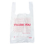 Barnes Paper Company Plastic Thank-You T-Sack, Thank You - Have a Nice Day Labeling, Cut-Out Handles, 4" x 6" x 15", White/Red, 2,000/Carton Product Image 