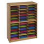 Safco Steel/Fiberboard Literature Sorter, 36 Compartments, 32.25 x 13.5 x 38, Oak Product Image 